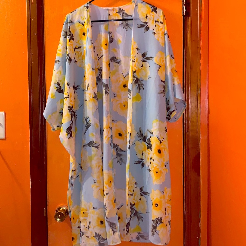 PROMESA YELLOW N GREEN KIMONO/COVER UP Size L